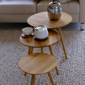 three small coffee tables